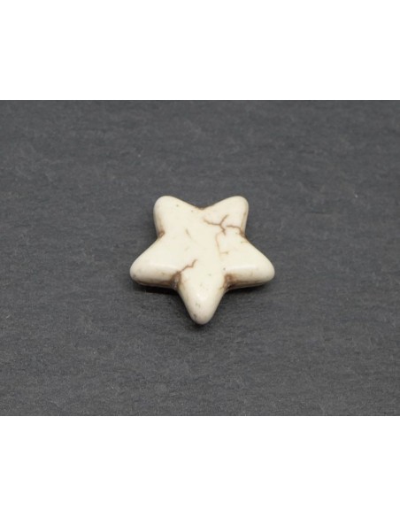 perle étoile en pierre naturelle blanc ivoire imitation turquoise "Howlite" 15mm