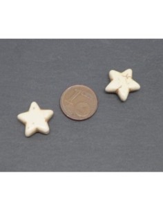 perle étoile en pierre naturelle blanc ivoire imitation turquoise "Howlite" 15mm 2