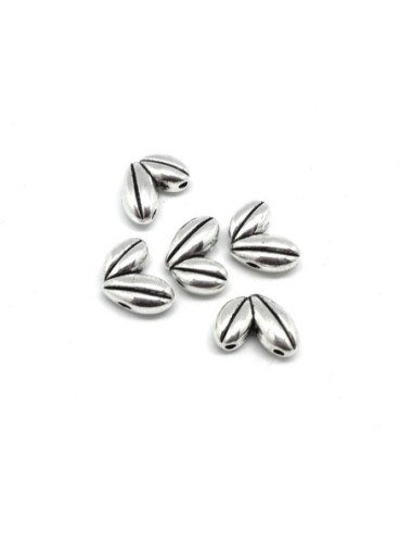 Perle intercalaire argenté chevron grain de blé, épi à 2 trous en métal 15mm x 10mm