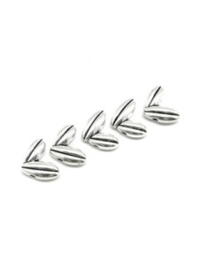 Perle chevron grain de blé, épi argenté à 2 trous en métal 15mm x 8mm