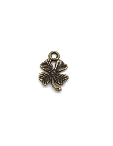 Charm trèfle à 4 feuilles bronze en métal porte bonheur