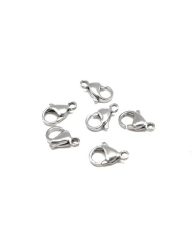 Fermoir mousqueton en acier inoxydable 13mm métal argenté