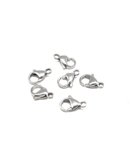 Fermoir mousqueton en acier inoxydable 13mm métal argenté