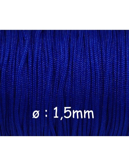 Fil de jade 1,5mm bleu vif électrique - bracelet shamballa