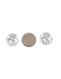 Médaillon mappemonde argenté en métal argenté 15mm sequin 2