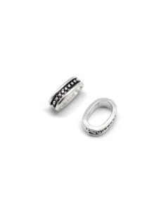 perle passant argenté en métal travaillé pour 2 cordons de 6mm 2