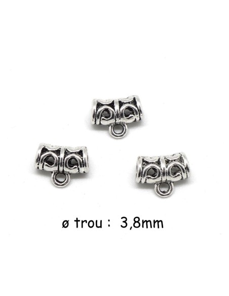 Bélière pas chère en métal argenté ajourée tube