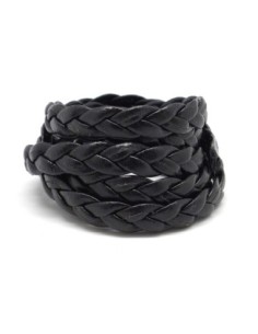 lanière cuir synthétique tressé 8mm simili cuir noir