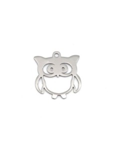 Charm argenté hibou à gros ventre en acier inoxydable métal 19mm x18mm 2