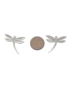 breloque argenté libellule métal acier inoxydable 21mm x 24mm 2