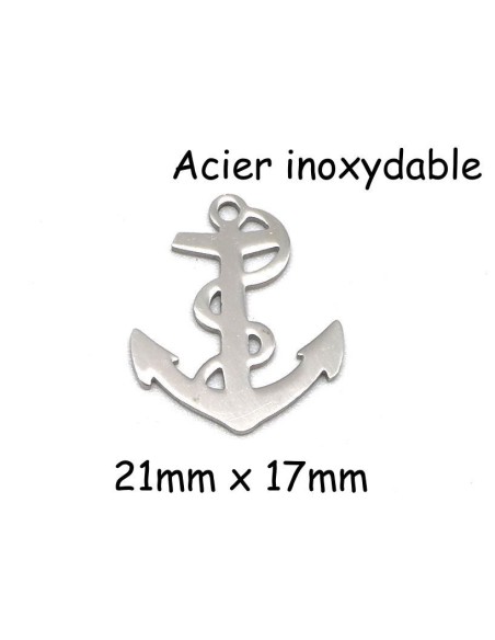breloque en acier inoxydable ancre marine argenté métal acier