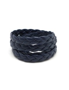 lanière simili cuir tressé  pas chère 8mm bleu marine