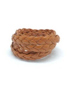 lanière simili cuir tressé 8mm marron camel