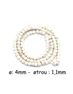 perle ronde 4mm en pierre reconstitué "Howlite" blanc cassé beige
