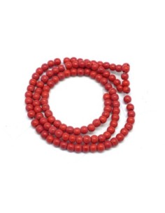 perle ronde 4mm en pierre reconstitué "Howlite" rouge 2