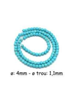 perle ronde 4mm en pierre reconstitué "Howlite" bleu turquoise
