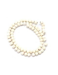 perle ronde 6mm en pierre reconstitué "Howlite" blanc cassé beige 2
