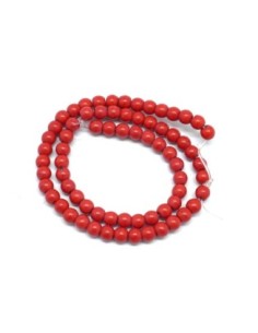 perle ronde 6mm en pierre reconstitué "Howlite" rouge 2