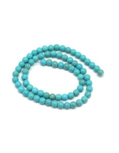 perle ronde 6mm en pierre reconstitué "Howlite" bleu turquoise 2