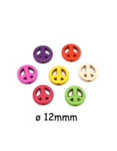 perle Peace and love en pierre naturelle imitation turquoise "Howlite" 12mm