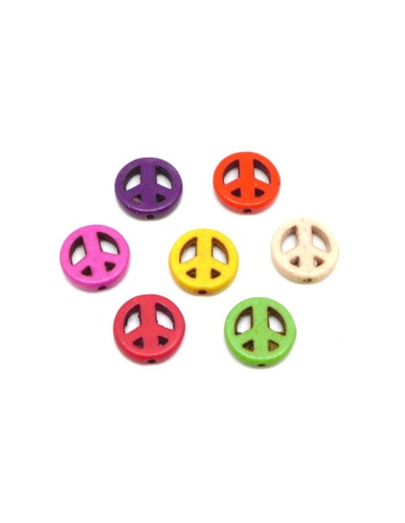 perle Peace en pierre naturelle 12mm  imitation turquoise "Howlite" 