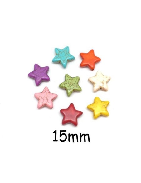 perle étoile en pierre naturelle imitation turquoise "Howlite" 8 couleurs assorties