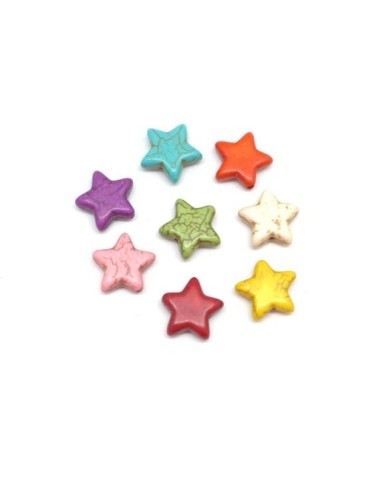 perle étoile bleu turquoise, rose, jaune howlite pas chère