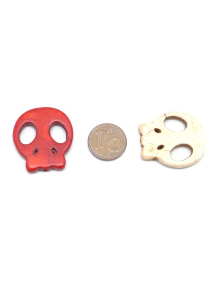 perle tête de mort mexicaine pas chère crâne en pierre naturelle imitation turquoise "Howlite" 