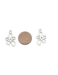 Breloque fleur argenté en métal argenté 21mm x 13mm 2