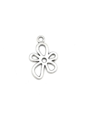Pendentif fleur argenté en métal argenté 21mm x 13mm