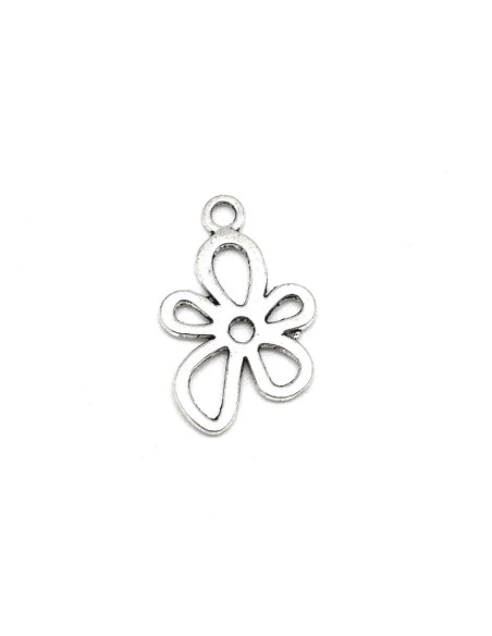 Pendentif fleur argenté en métal argenté 21mm x 13mm