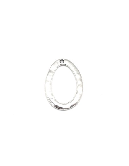 Connecteur goutte argenté pas cher en métal martelé