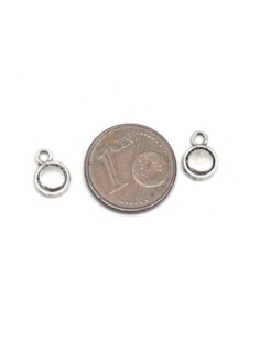 Petite Breloque pastille argenté en métal 9mm 2