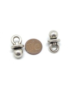 Breloque tétine en métal argenté 21mm x 12mm 2
