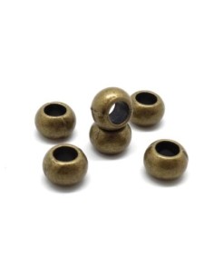 Perle ronde bronze 9mm en métal à gros trou 2