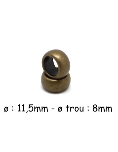 Perle bronze anneau en métal à gros trou 8mm