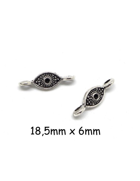 Petites Perles connecteur losange argenté en métal