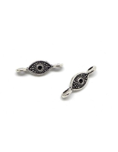 Petites Perles de jonction losange argenté en métal travaillé style ethnique