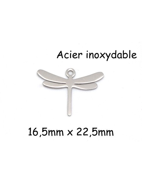breloque argenté libellule métal acier inoxydable