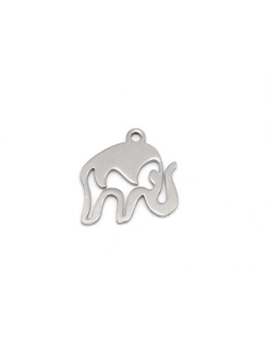 pendentif éléphant argenté en métal acier inoxydable argenté
