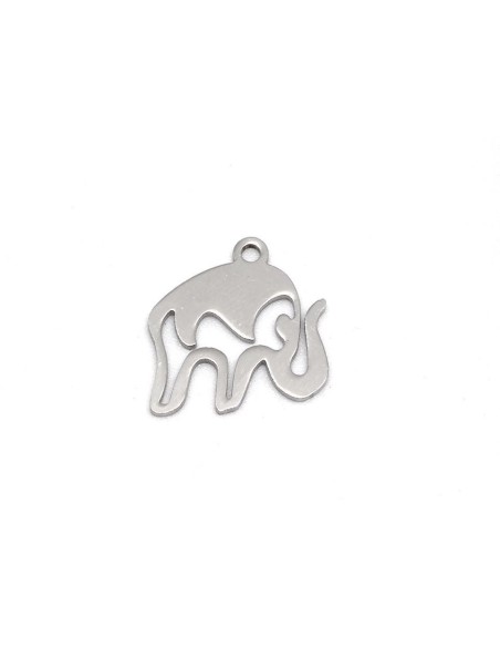 pendentif éléphant argenté en métal acier inoxydable argenté
