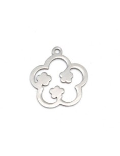 breloque fleur argenté en métal acier inoxydable 21mm 2