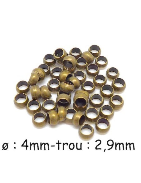 Perle à écraser bronze en métal 4mm