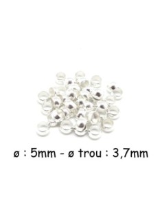 Perle à écraser métal argenté brillant blanc 5mm