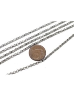 chaînette maille forçat ronde fine argenté en acier inoxydable maillon 2,6mm 2