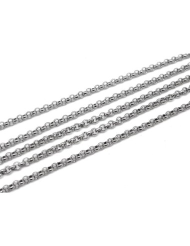 chaînette argenté fine pas chère en acier inoxydable maillon 2,6mm
