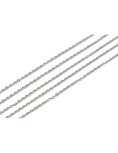 chaîne argenté en métal acier inoxydable maillon forçat très fin pas chère