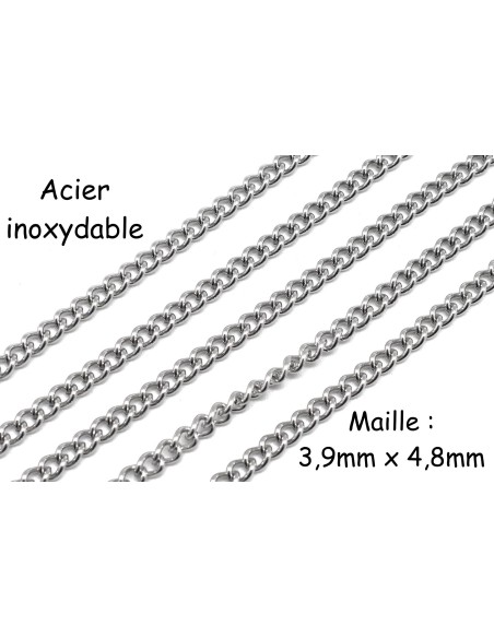chaîne maille gourmette argenté en acier inoxydable résistante