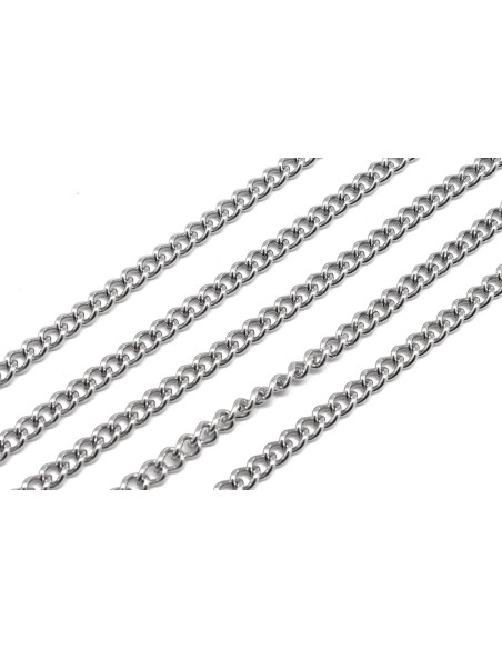 chaînette maille gourmette argenté en acier inoxydable résistante