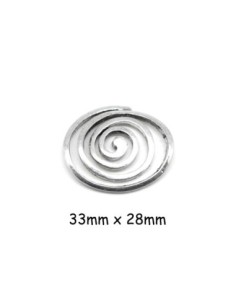 perle connecteur Spirale ovale en métal argenté 33mm x 28mm